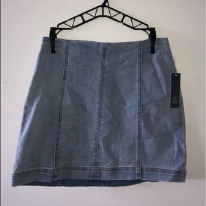 light blue high waisted jean skirt